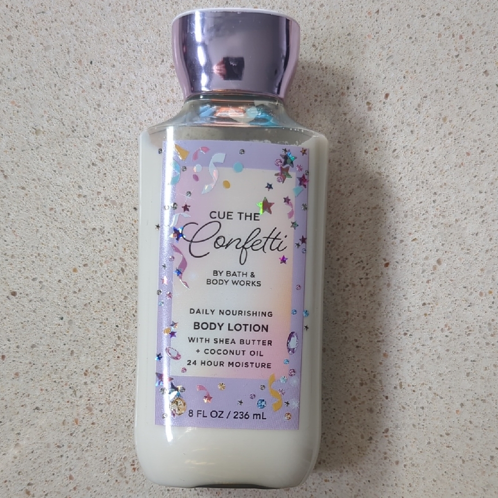 Bath & Body Works Cue The Confetti Body Lotion - Lavender & Metallic Pink Cap
